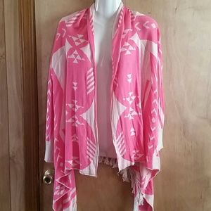 36 point 5 long fringe hem flyaway cardigan